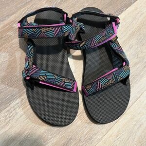 Teva Sandals Women's US 10 Black Multi Color Strap Sport Hiking